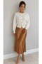 Crew Neck Gold Button Low Shoulder Long Sleeve Soft Textured Knitwear Cardigan Aw26Hi0026 - 3