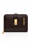 Women's Gold Detailed, Stylish and Convenient Multi-Compartment Wallet in Brown - 2