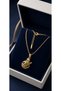 Gold Color Zircon Stone Swan Figured Steel Necklace - Does Not Tarnish - 45cm - 3
