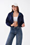 Short Kangaroo Pocket Zippered Three-Yarn Sweatshirt - 4