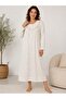 Long Sleeve 100% Cotton Button Collar Floral Patterned Women's Nightgown