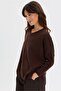 Women's V-Neck Low-Sleeve Slit Wool Sweater M.Brown - 2