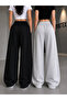 2 Pieces Ny Printed Tracksuit Bottom Set (Black and Grey) Loose Fit Oversize Style Comfortable Cut - 3
