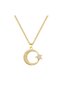 Moon and Star 2-Piece Couple Necklace Gift for Lovers Stainless Steel (Gold-Silver) - 4