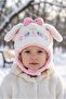 1-3 Year Old Girl's Plush Fleece Lined Winter Beanie with Figure and Tie-Down Feature at the Neck