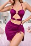 Lycra Micro Fabric Double Ring Mini Dress with Drawstring Skirt Detail