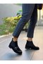 Black Suede Elastic Women's Casual Boots - 3
