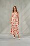 Women's V-Neck Satin Strap Dress with Window Detail Sakura Series & Floral Pattern Nightgown for Special Occasions, Graduation, Dowry Dress