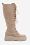 Harpenil Women's Genuine Leather Lace-Up Thick Sole Boots Mink Suede - 2