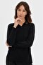 Women's Polo Collar Embroidered Liguara Blouse Black