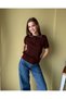 Polo Collar Contrast Ribbed Buttoned Short Sleeve Slim Fit Thin Knitwear Blouse Aw26Bz0008 - 3