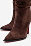 Drawstring Women's Boots Brown Suede Pointed Toe Thin Heeled Bellows Stylish Boots Stane - 4