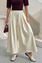Women's Pleated Wide Leg Palazzo Trousers with Elastic Waist and Rope Detail 0186 - Ecru - 4