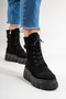 Harinel Women's Genuine Leather Boots Black Suede - 7