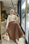 Women's Fluid Leather Look Pleated Maxi Skirt - 3