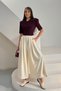 Women's Pleated Wide Leg Palazzo Trousers with Elastic Waist and Rope Detail 0186 - Ecru - 5