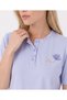Women's Short Sleeved ½100 Cotton Pajama Set Blue - 4