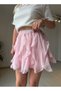 Pink Flywheel Detailed Lined Mini Skirt - 4