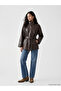 Ozmarka New Season Brown Stand Collar Women's Leather Look Jacket - 2