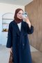 Apolet Detail Long Trench Coat Navy Blue - 2