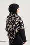 Medina Pattern Norena Wool Shoulder Shawl Black - 4
