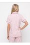 Women's Cotton Heart Patterned Short Sleeved Pajama Set Pink - 5