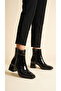 Leather Zippered Heel Detailed Short Simple Classic Boots Bootie