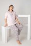 Women's Oversize Flat-Sleeved Shawl-Patterned Pajama Set - 2