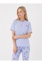 Women's Short Sleeved ½100 Cotton Pajama Set Blue