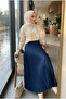 Women's Fluid Leather Look Pleated Maxi Skirt - 3