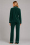 Women's Velvet Buttoned Long Sleeve Pants Pajama Set - 5