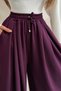 Women's Pleated Wide-Leg Palazzo Trousers with Elastic Waist and Rope Detail 0186 - Plum - 7