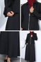 Black Timeless Style Elastic Waist Skirt Front Zipper Jacket Hijab Double Set - 4