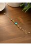 Turquoise Evil Eye Bead Detailed Gold Color Steel Chain Women's Bracelet - 3