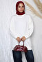 Cream Crew Neck Three Ribbed Hijab Tunic - 2