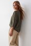 Women's Khaki Crew Neck Half Sleeve Knitwear Blouse Alc-X15655 - 4