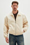 Zippered Polo Collar Velvet Bomber Jacket - 6