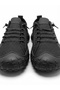 Flexible Black Linen Laced Breathable Comfortable Black Sole Style Sneaker Shoes - 2