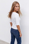 Women's Ecru Short Sleeve Button Closure Camisole Blouse Alc-X15601 - 5
