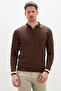Half-Zip Striped Polo Collar Knit Sweater