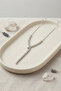 Brass Silver Color Zircon Stone Asymmetrical Bar Model Women's Necklace
