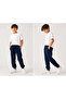 Unisex Children's Ribbed Long Sweatpants - Navy Blue - 2