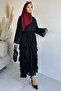 Black Lined Ruffle Detailed Chiffon Skirt Blouse Double Set - 2