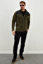 Zippered Stand Collar Fleece Jacket with Parachute Fabric Detail - 6