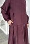 Burgundy Skirt and Blouse Combination Hijab Double Set - 5