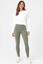 Women's Khaki Fleece Lined Winter High Waist Scuba Diving Fabric Flexible Daily Sports Leggings - 2