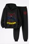 Spider Man Printed 3-Yarn Quality Sweatshirt and Trackpants Children's Top-Bottom Set