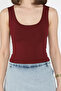 Burgundy Women's Modal Fabric Zero Sleeve Lycra Crop Top Blouse - 4