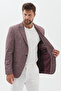 Pessina Men's Burgundy Mono Collar Plaid Slim Fit Polyviscon Fabric Sports Blazer Jacket - 6