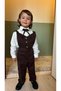 Brown Classic Gabardine Overalls & Cotton Shirt Bow Tie 3-Piece Boy's Set - 6